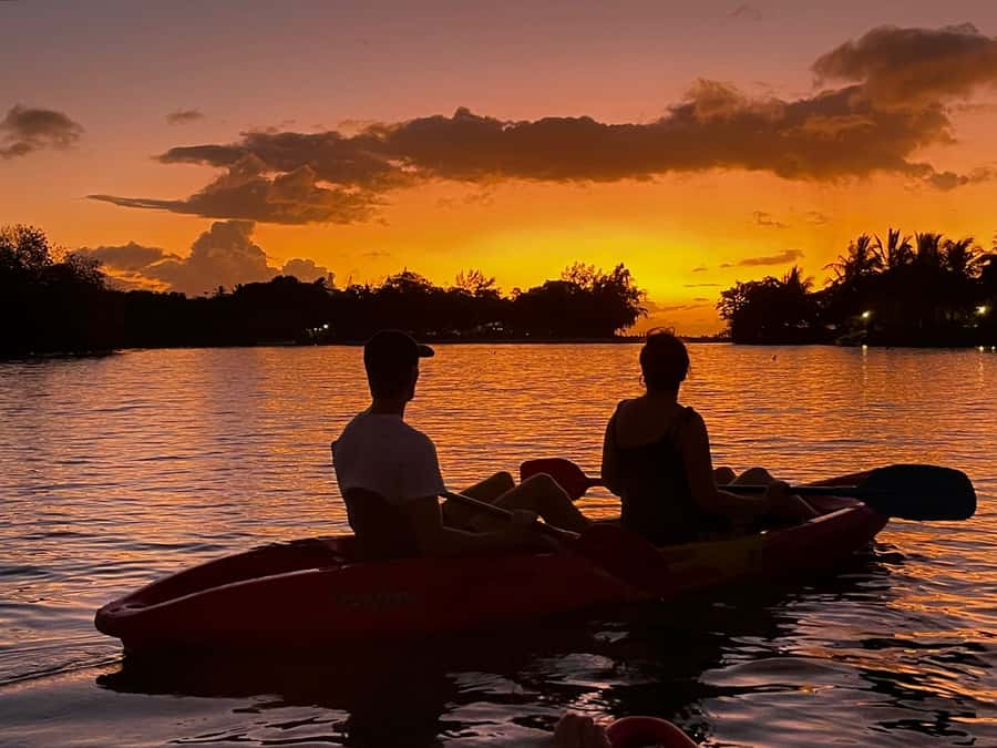 Guided Sundowner Kayak Tour - Paddling north into the quieter river