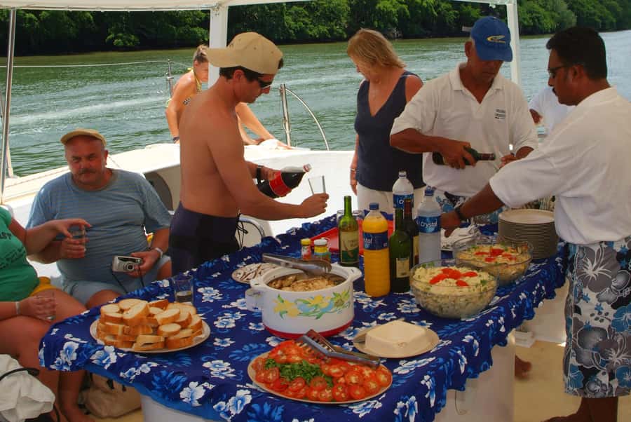 Ile Aux Cerfs Catamaran Cruise sailing from Mahebourg - Grand River South East Waterfall from the sea