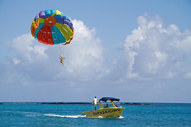 Marvelous Ile aux Cerf island: Speed Boat, Parasailing, Lunch & GRSE waterfall - A fast start from Trou d’Eau Douce