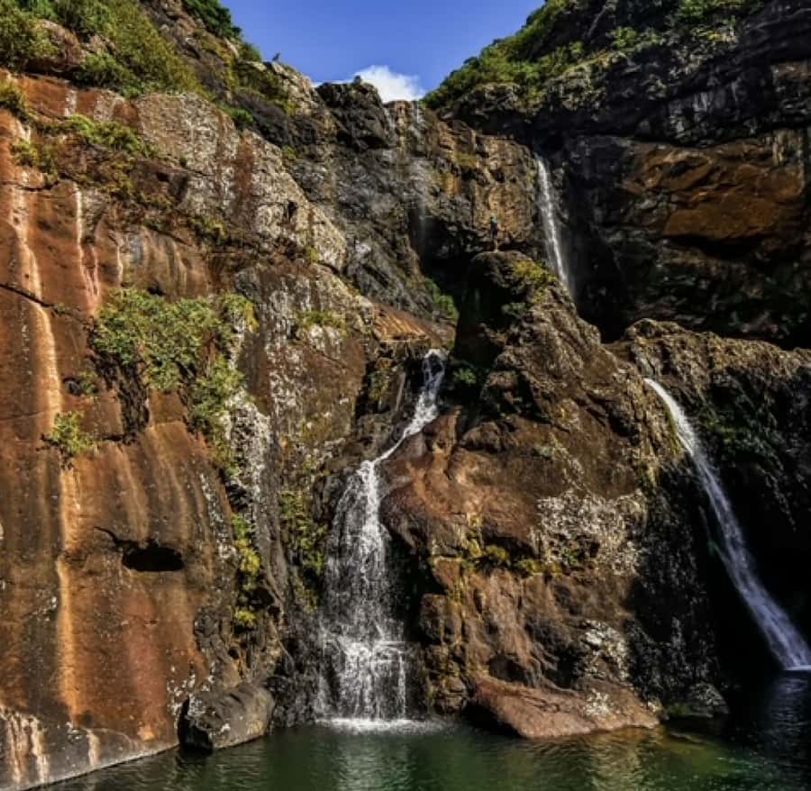Mauritius: Full Canyon Tamarind Falls 5-Hour Hike - The first waterfall after 30 minutes