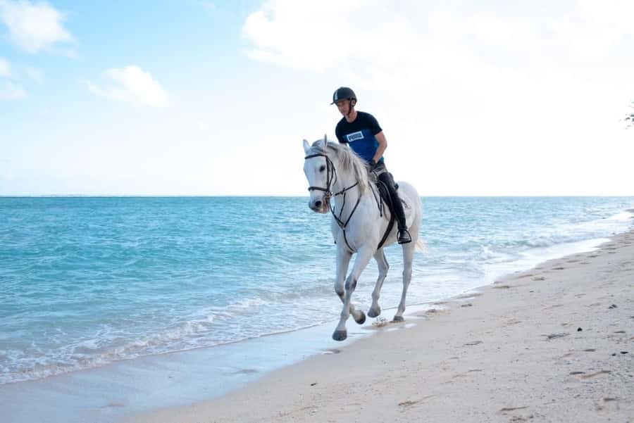 Mauritius: Horse riding on the deserted beach of Riambel - Riambel beach gives the ride its character