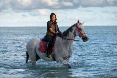 Horse riding on the deserted beach of Riambel