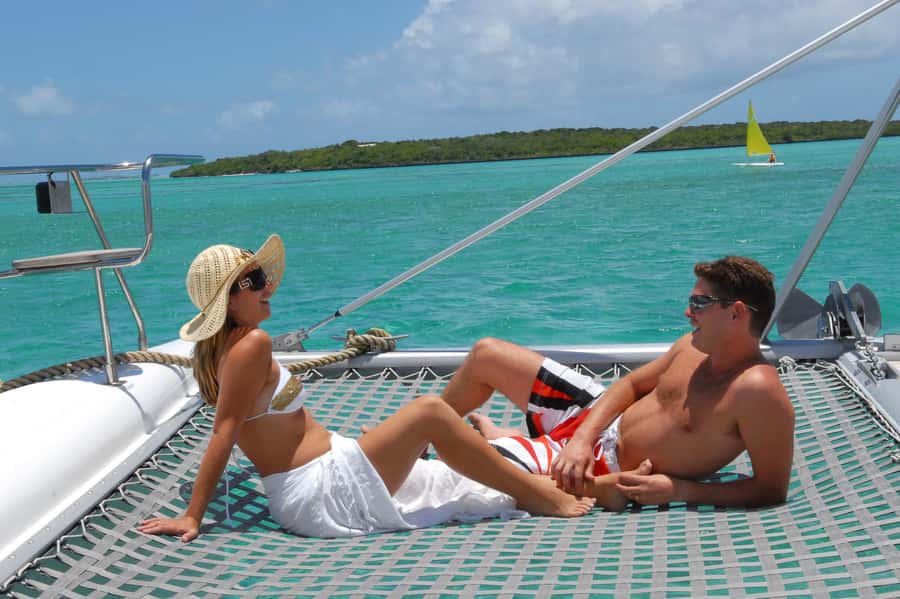 Private Catamaran Charter to Ile aux Cerfs - Sailing through the lagoon near Mahébourg