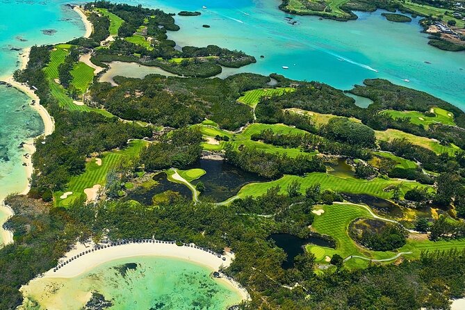 Seaplane Tours over the turquoise lagoon of the East of Mauritius - Grand River South East Waterfalls from the sky