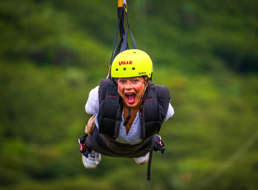 Vallé Advenature Park: Signature Zipline - Getting ready with the instructor and safety gear