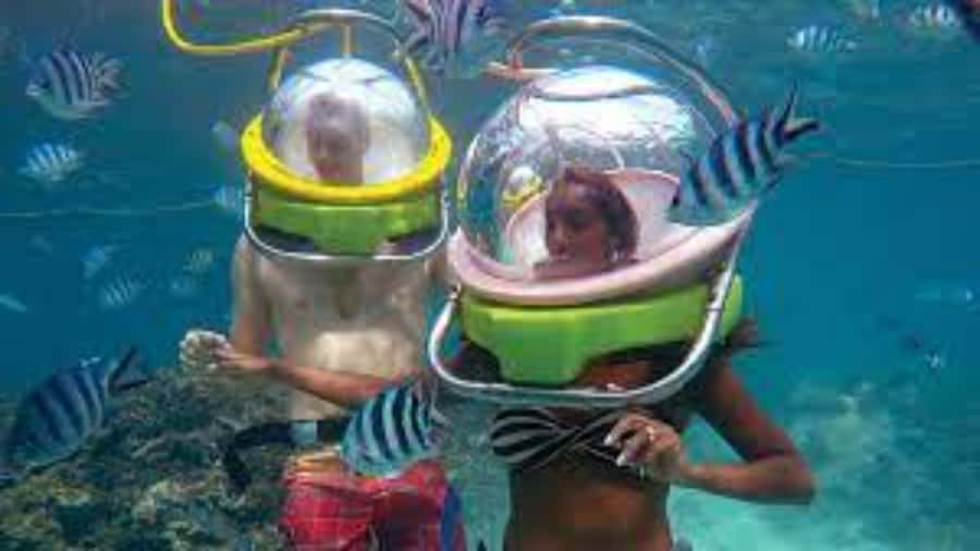 Walking under the sea in Mauritius with transfer - From Belle Mare beach to the lagoon platform